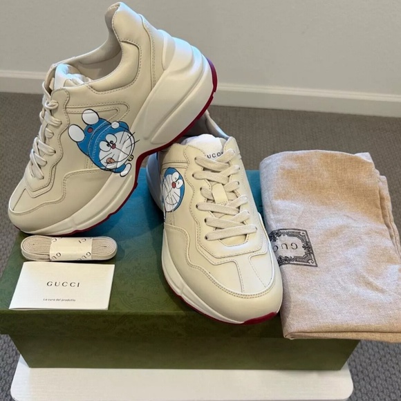 SOLD!!- GUCCI X DORAEMON RHYTON SNEAKER - IVORY-SIZE 36(6)- NEW WITH BOX - Picture 4 of 14